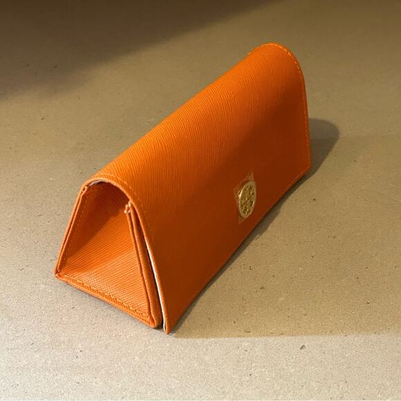 NWOT Tory Burch orange triangular eyeglass class eyewear saffiano leather